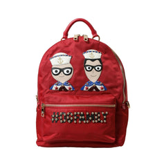 Luxour, Dolce & Gabbana Embellished Red Backpack with Gold Detailing, 