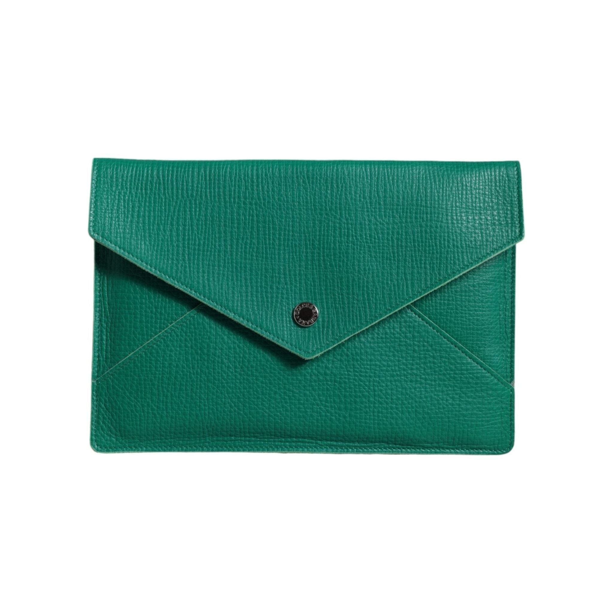 Luxour, Dolce & Gabbana Green Leather Handbag Clutch Mini Purse Pouch Tablet Case, 