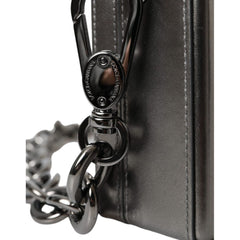 Luxour, Dolce & Gabbana Metallic Gray Calfskin Leather DG BOX Shoulder Bag, 