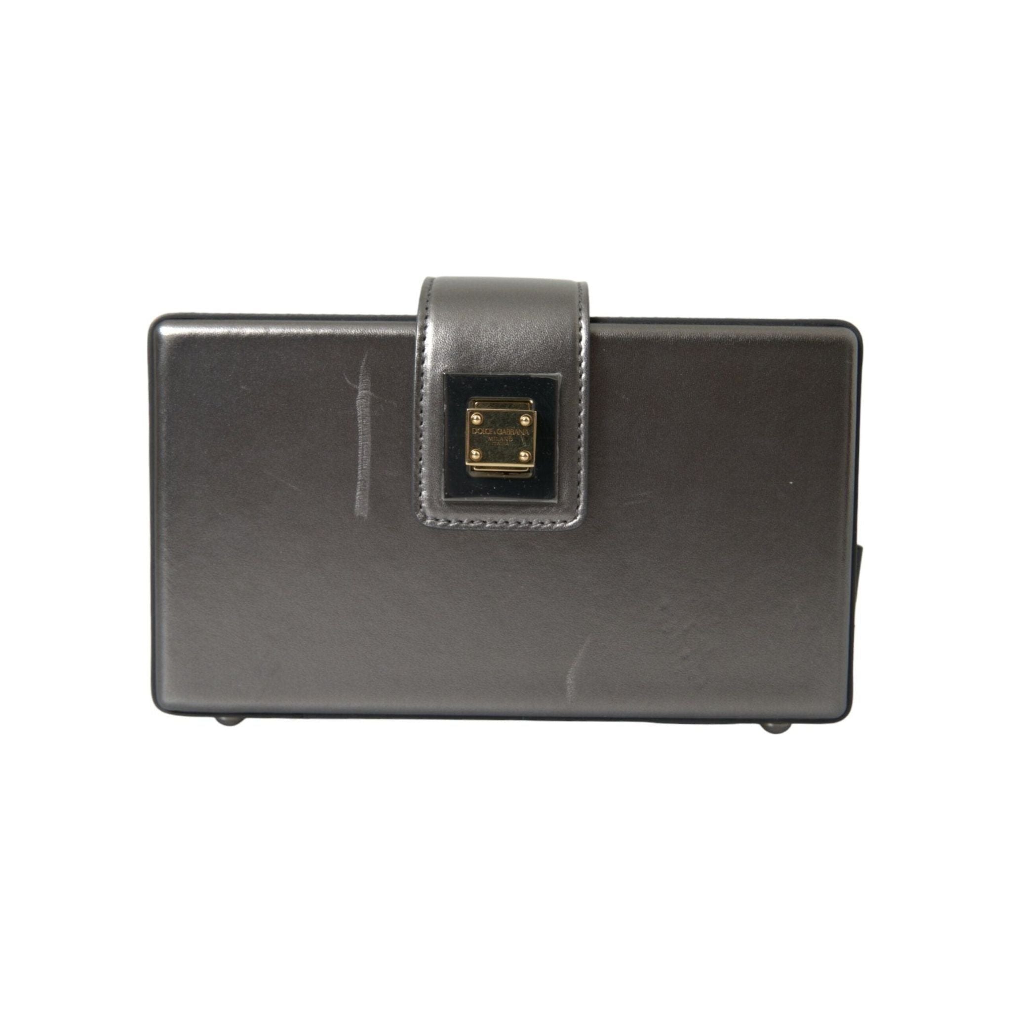 Luxour, Dolce & Gabbana Metallic Gray Calfskin Shoulder Bag with Chain Strap, 
