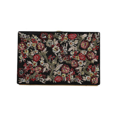 Luxour, Dolce & Gabbana Multicolor Floral Gold Frame Clutch Evening Purse Bag, 