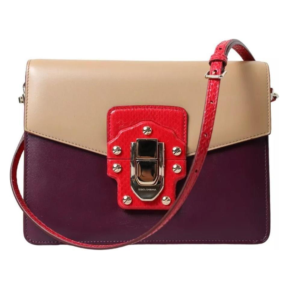 Luxour, Dolce & Gabbana Multicolor Lucia Brushed Leather Crossbody Shoulder Bag, 