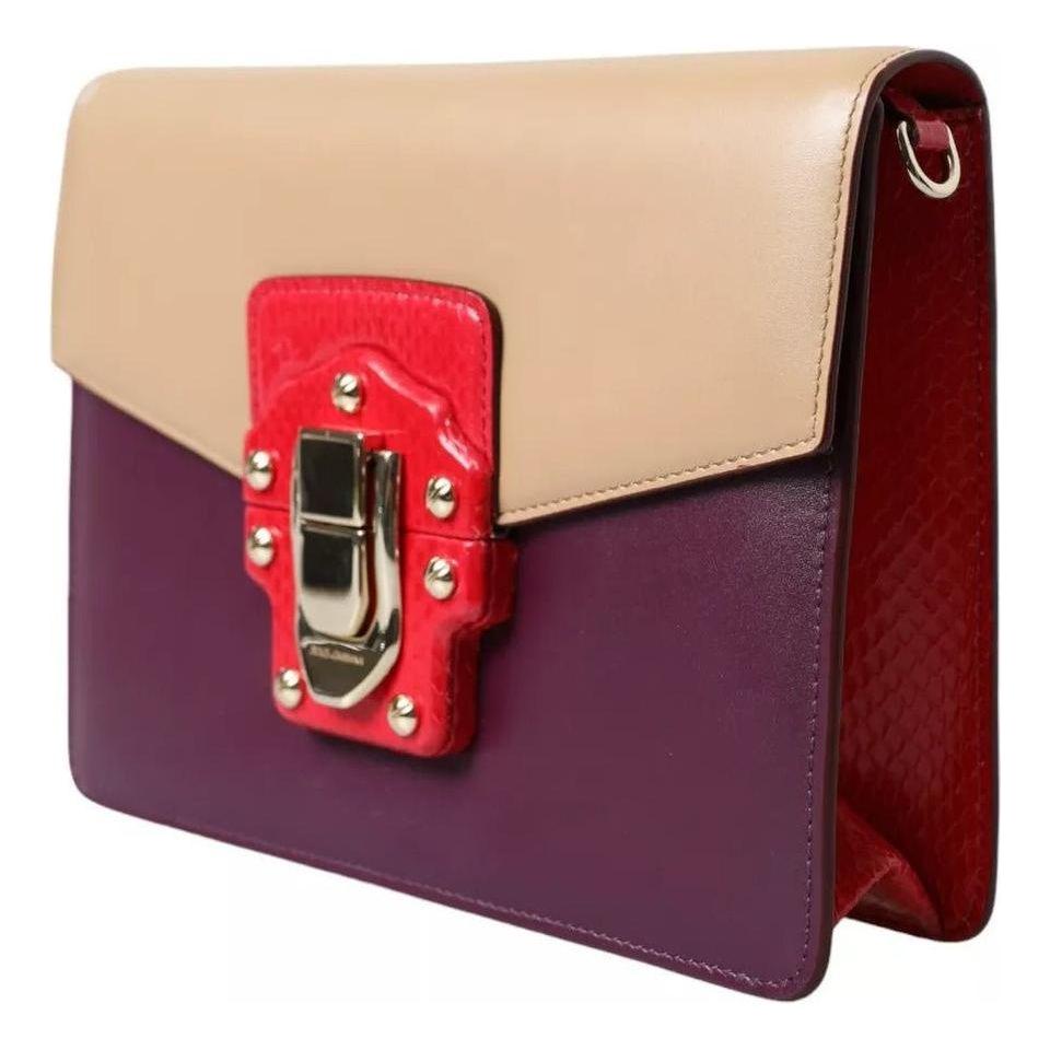 Luxour, Dolce & Gabbana Multicolor Lucia Brushed Leather Crossbody Shoulder Bag, 