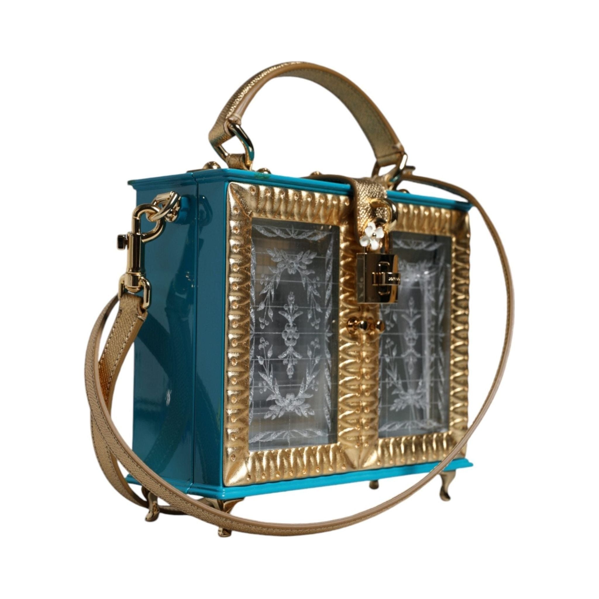 Luxour, Dolce & Gabbana Multicolor Wood Leather Clutch Shoulder Bag, 