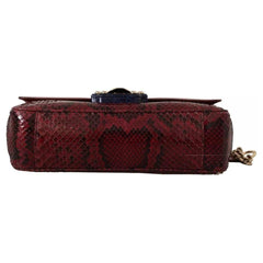 Luxour, Dolce & Gabbana Pink Red Exotic Skins Gold Chain Purse LUCIA Leather Bag, 