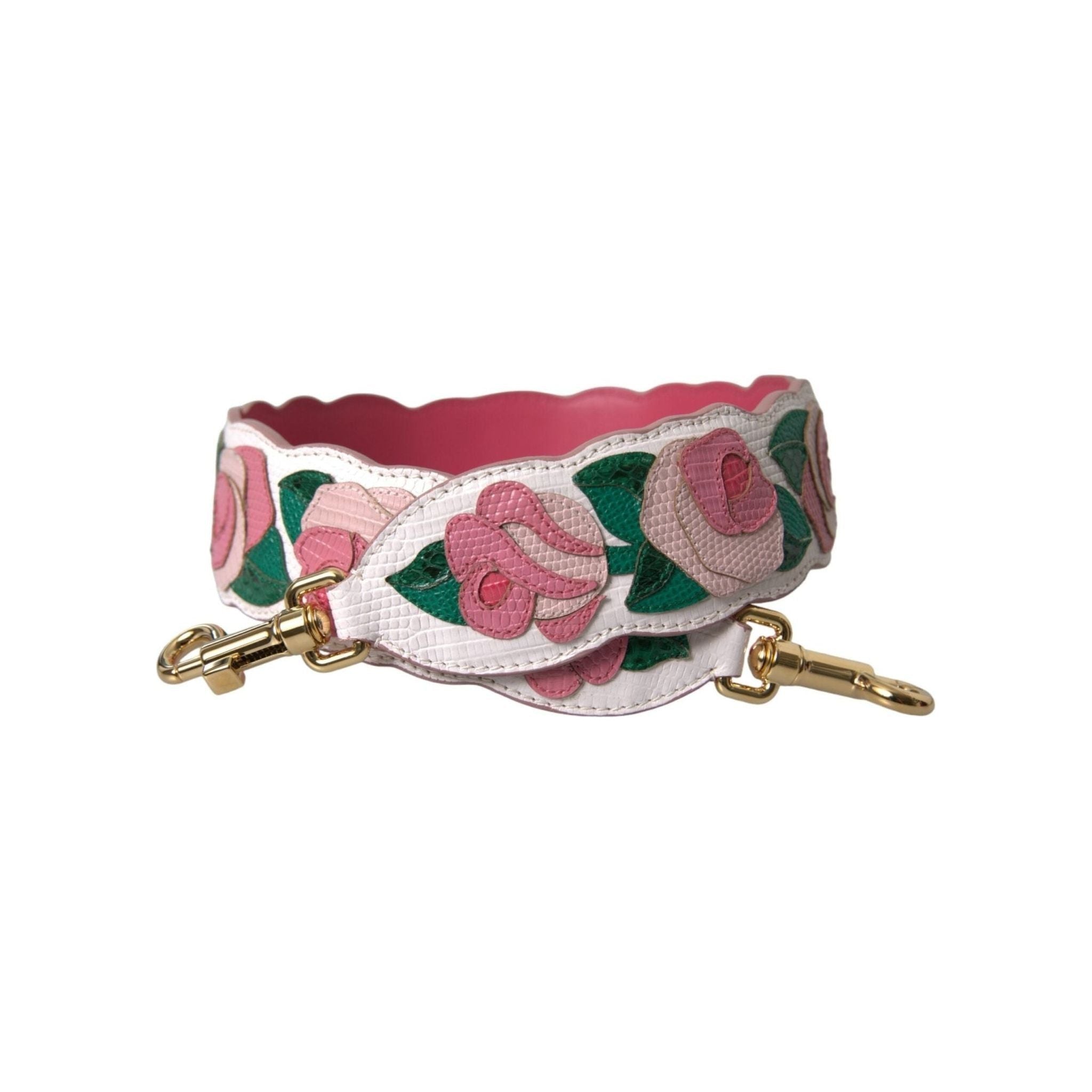 Luxour, Dolce & Gabbana White Floral Leather Accessory Shoulder Strap, 