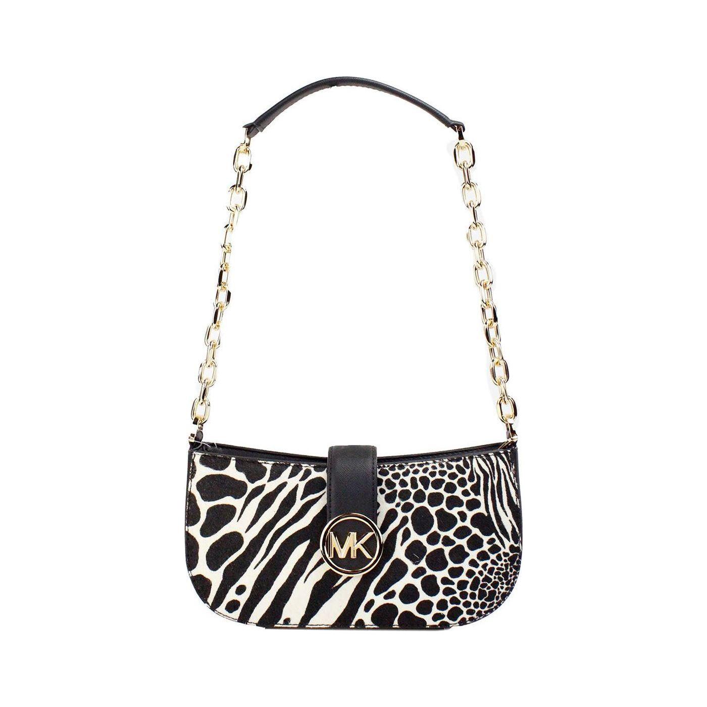 Luxour, Michael Kors Carmen Small Black Haircalf Pouchette Shoulder Crossbody Bag, 