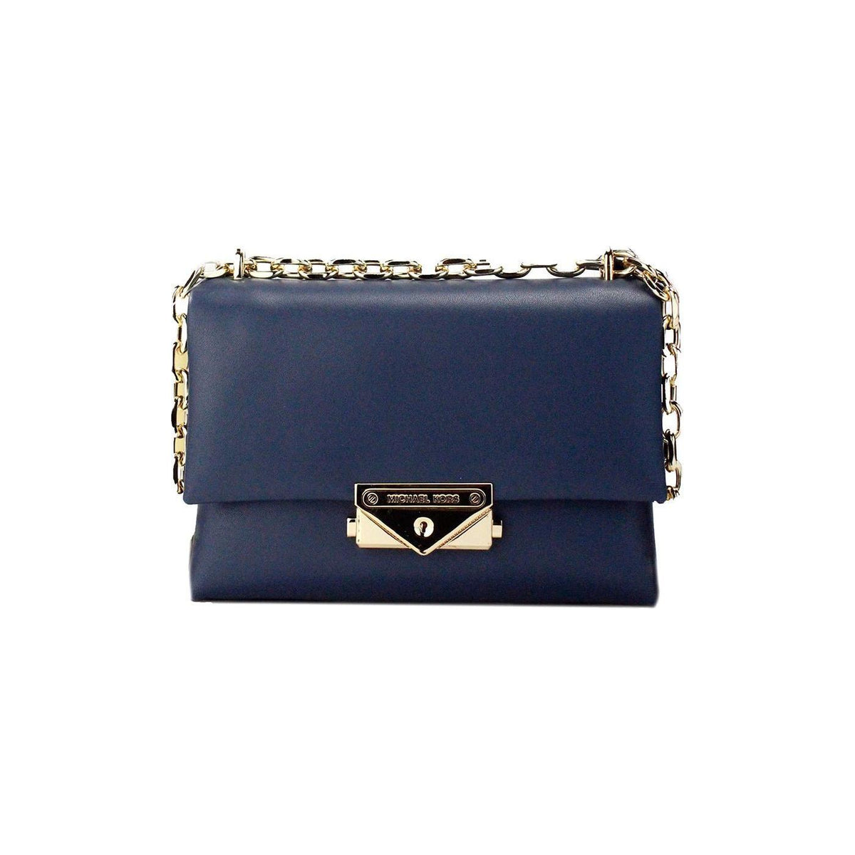 Luxour, Michael Kors Cece Small Navy Vegan Leather Convertible Flap Crossbody Bag, 