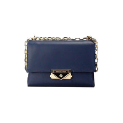 Luxour, Michael Kors Cece Small Navy Vegan Leather Convertible Flap Crossbody Bag, 