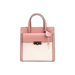 Luxour, Michael Kors Cece Small Pink PVC North South Flap Tote Crossbody Bag Purse, 
