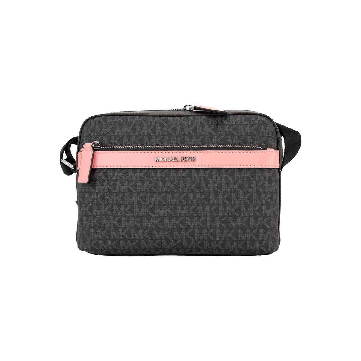 Luxour, Michael Kors Cooper Small Black Pink Signature PVC Utility Crossbody Bag, 