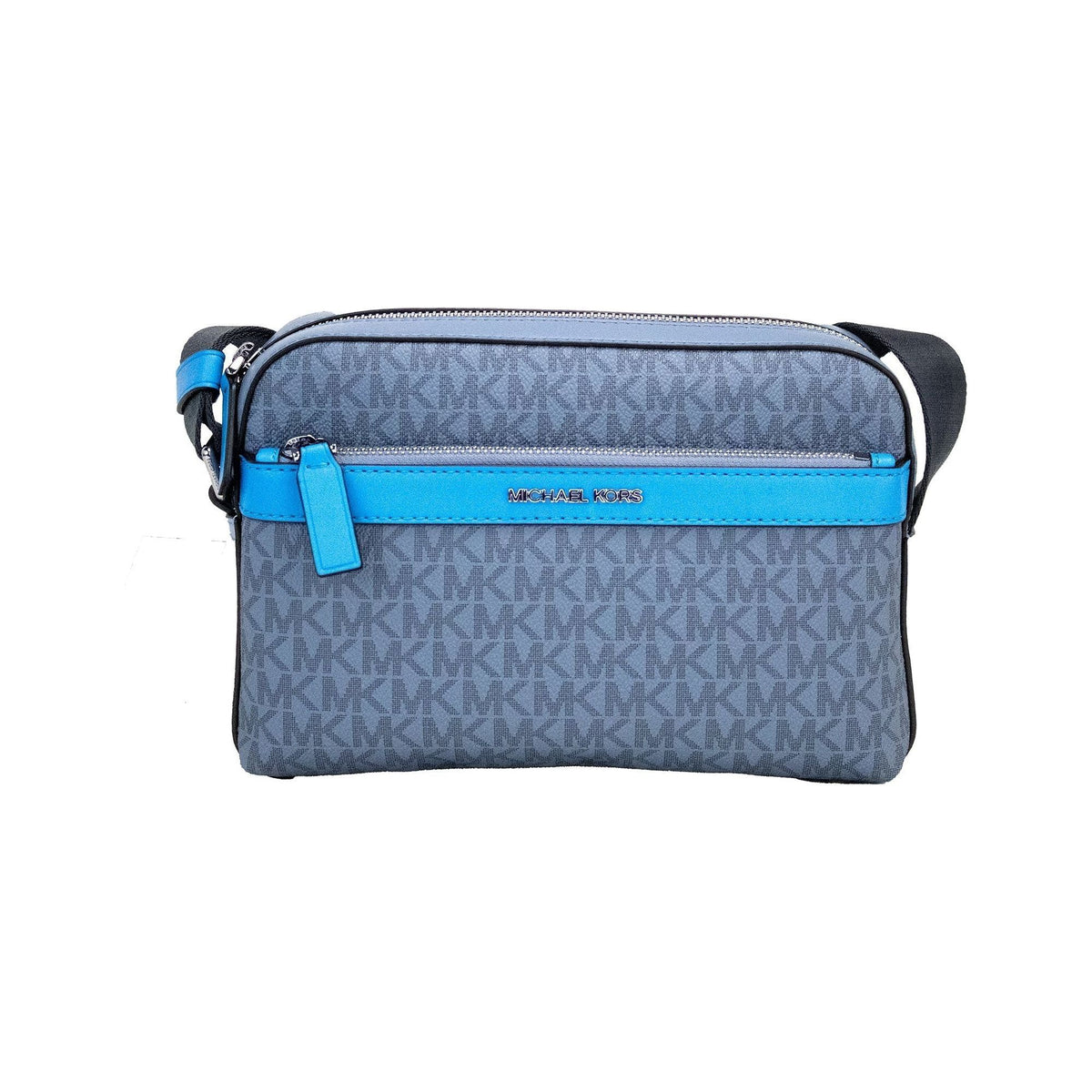 Luxour, Michael Kors Cooper Small Denim Multi Signature PVC Utility Crossbody Bag, 