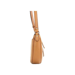 Luxour, Michael Kors Dover Small Luggage Pebbled Leather Half Moon Crossbody Bag Purse, 