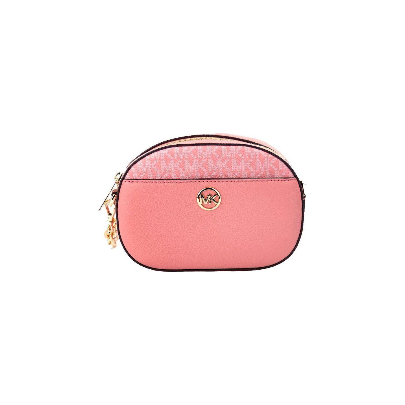 Luxour, Michael Kors Jet Set Glam Tea Rose Leather Oval Crossbody Handbag Purse, 