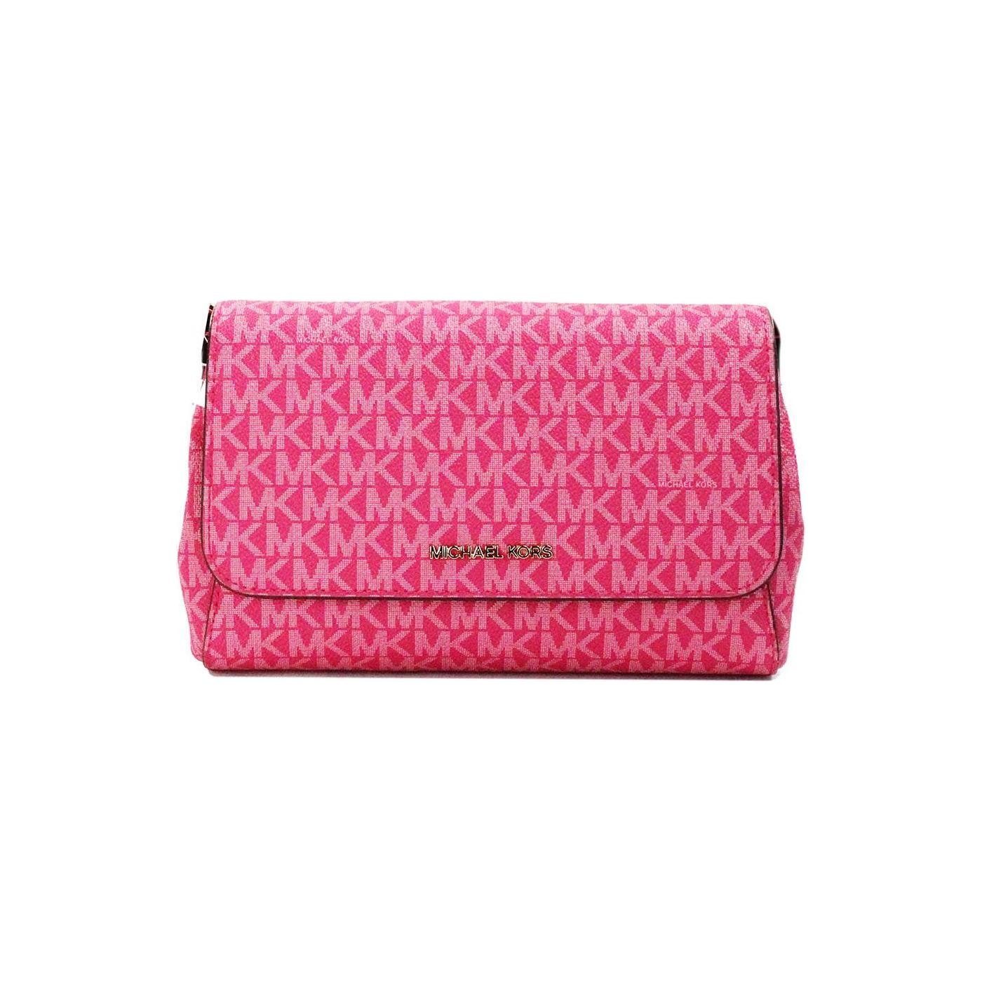 Luxour, Michael Kors Jet Set Medium Electric Pink Convertible Pouchette Crossbody Bag, 