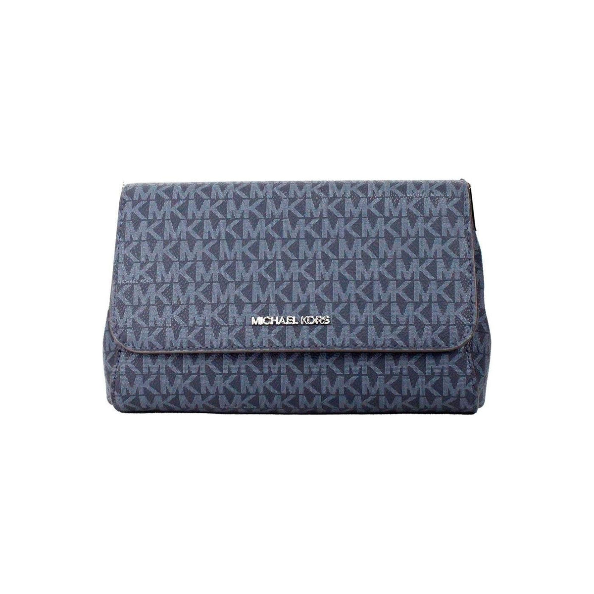 Luxour, Michael Kors Jet Set Medium Navy Blue PVC Convertible Pouchette Crossbody Bag, 