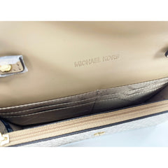 Luxour, Michael Kors Jet Set Travel Pale Gold Small Flap Clutch Crossbody Bag, 