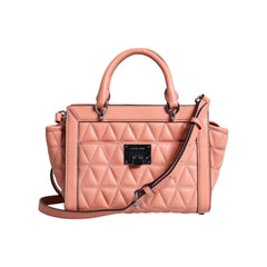 Luxour, Michael Kors Peach Quilted Leather Logo Crossbody VIVIANNE Messenger Bag, 