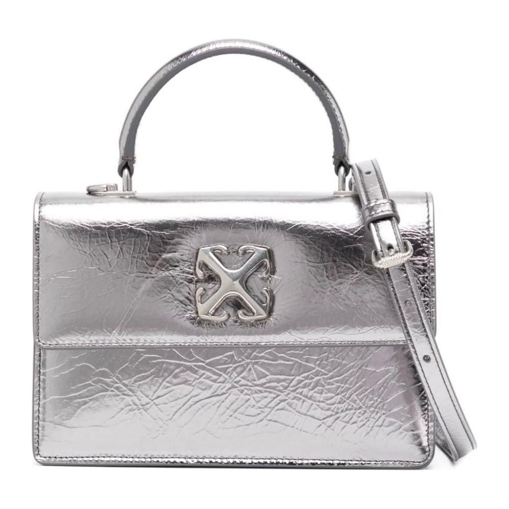 Luxour, Off-White Gray Leather Crossbody Bag, 