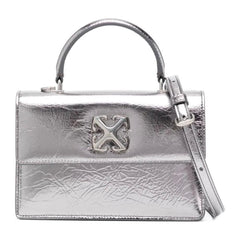 Luxour, Off-White Gray Leather Crossbody Bag, 