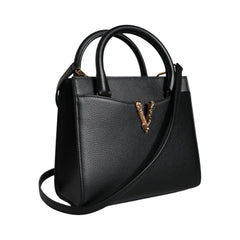 Luxour, Versace Black Small Leather TopHandle Shoulder Crossbody Bag, 