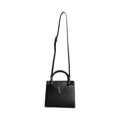 Luxour, Versace Black Small Leather TopHandle Shoulder Crossbody Bag, 