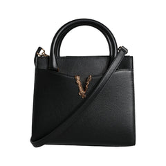 Luxour, Versace Black Small Leather TopHandle Shoulder Crossbody Bag, 