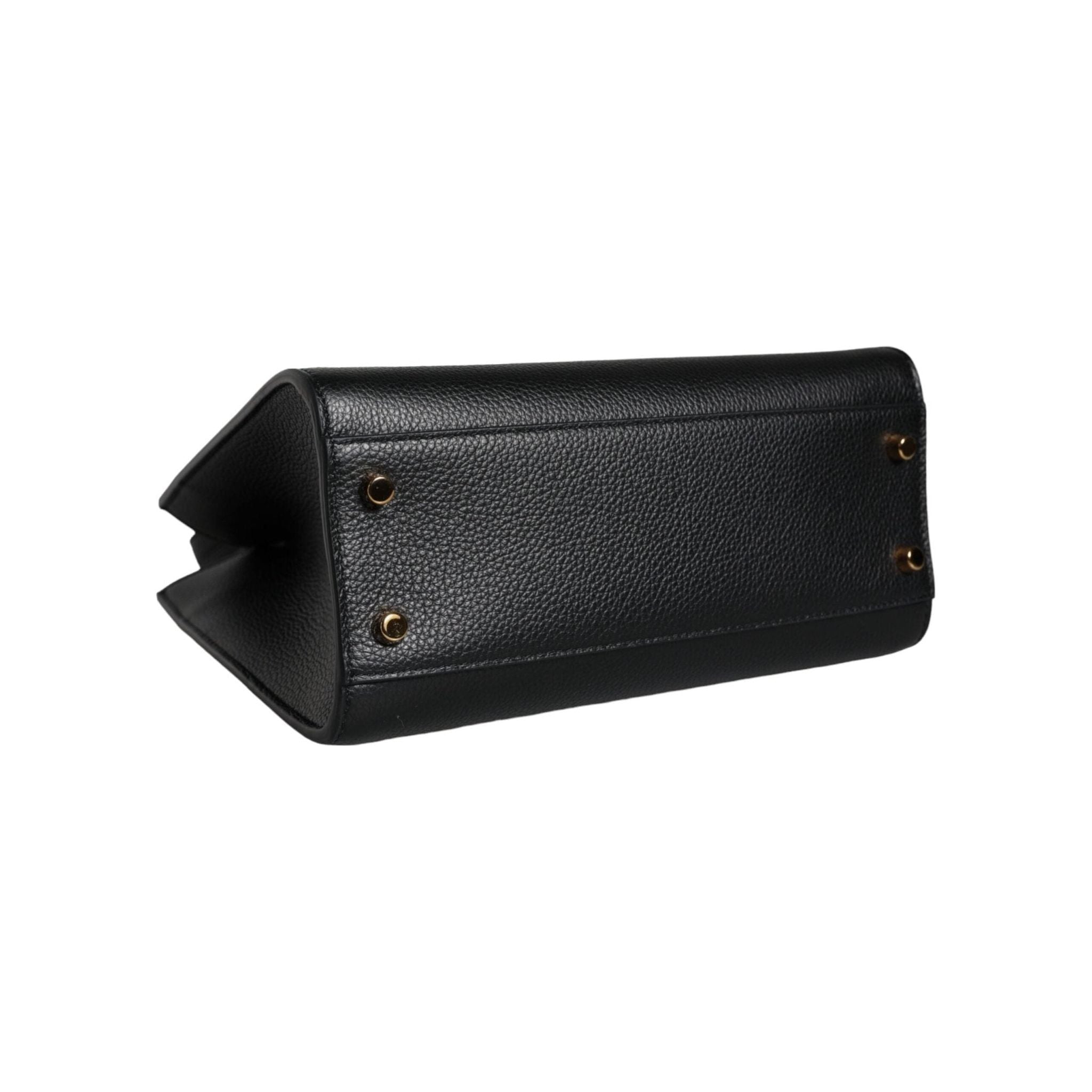 Luxour, Versace Black Small Leather TopHandle Shoulder Crossbody Bag, 
