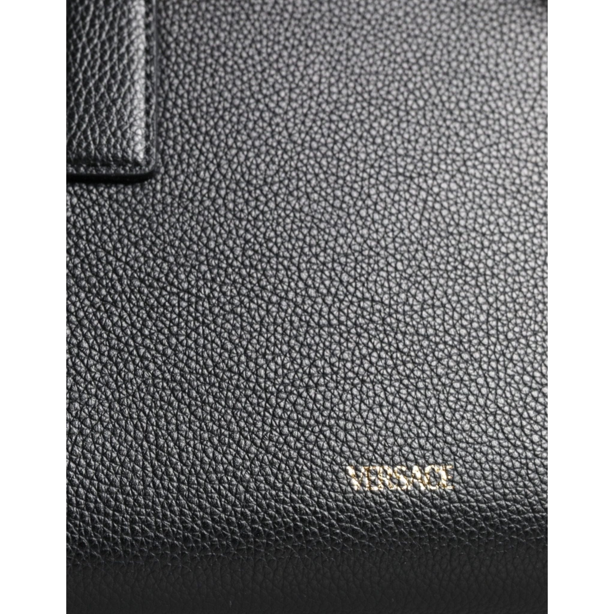 Luxour, Versace Black Small Leather TopHandle Shoulder Crossbody Bag, 