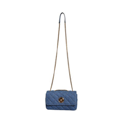 Luxour, Versace Blue Quilted Denim Leather Crossbody Shoulder Bag, 