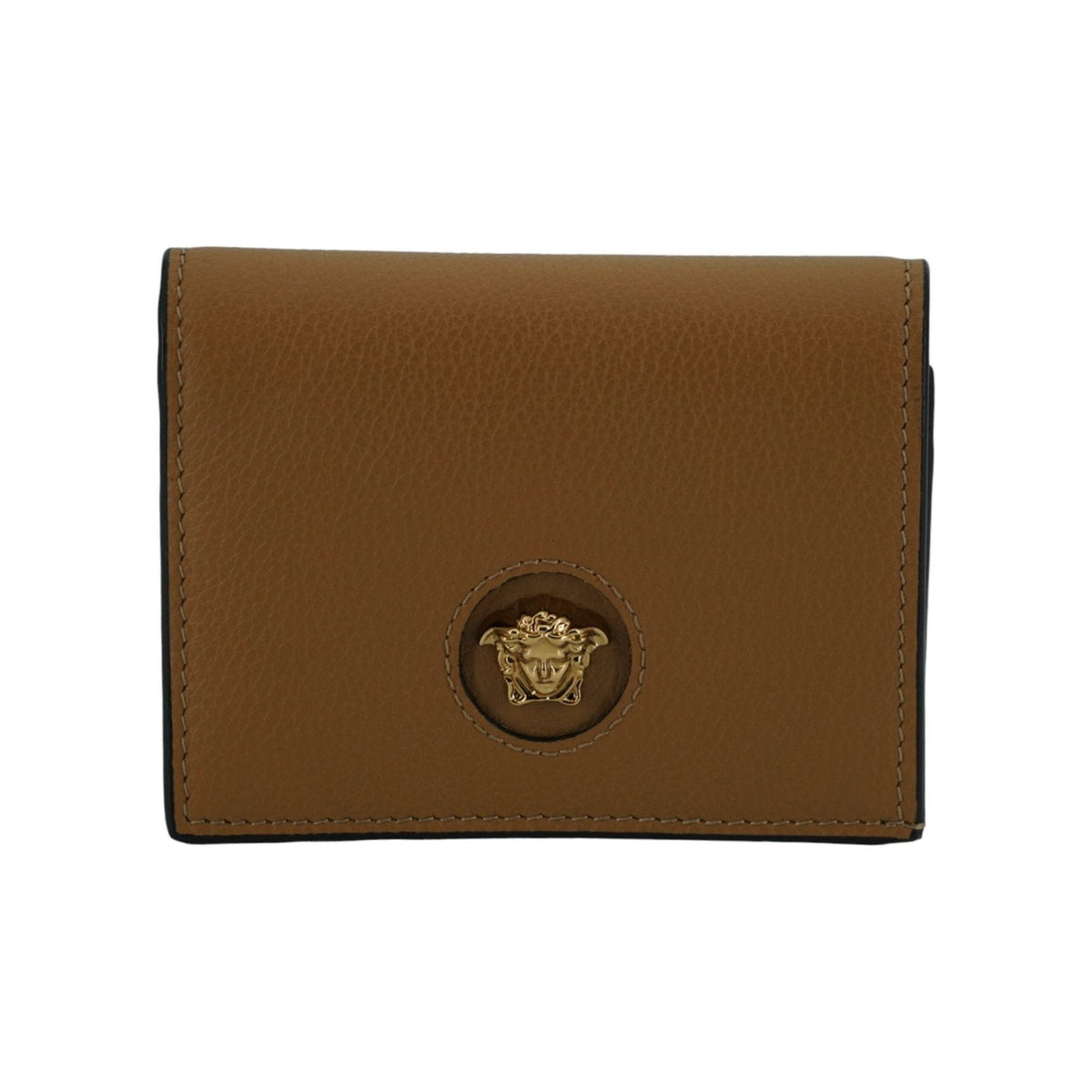 Luxour, Versace Elegant Compact Leather Wallet in Brown, 