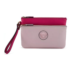 Luxour, Versace Elegant Pink Leather Pouch Clutch, 