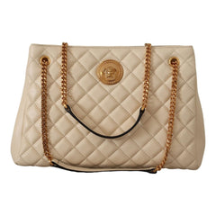 Luxour, Versace Elegant Quilted Nappa Leather Tote, 