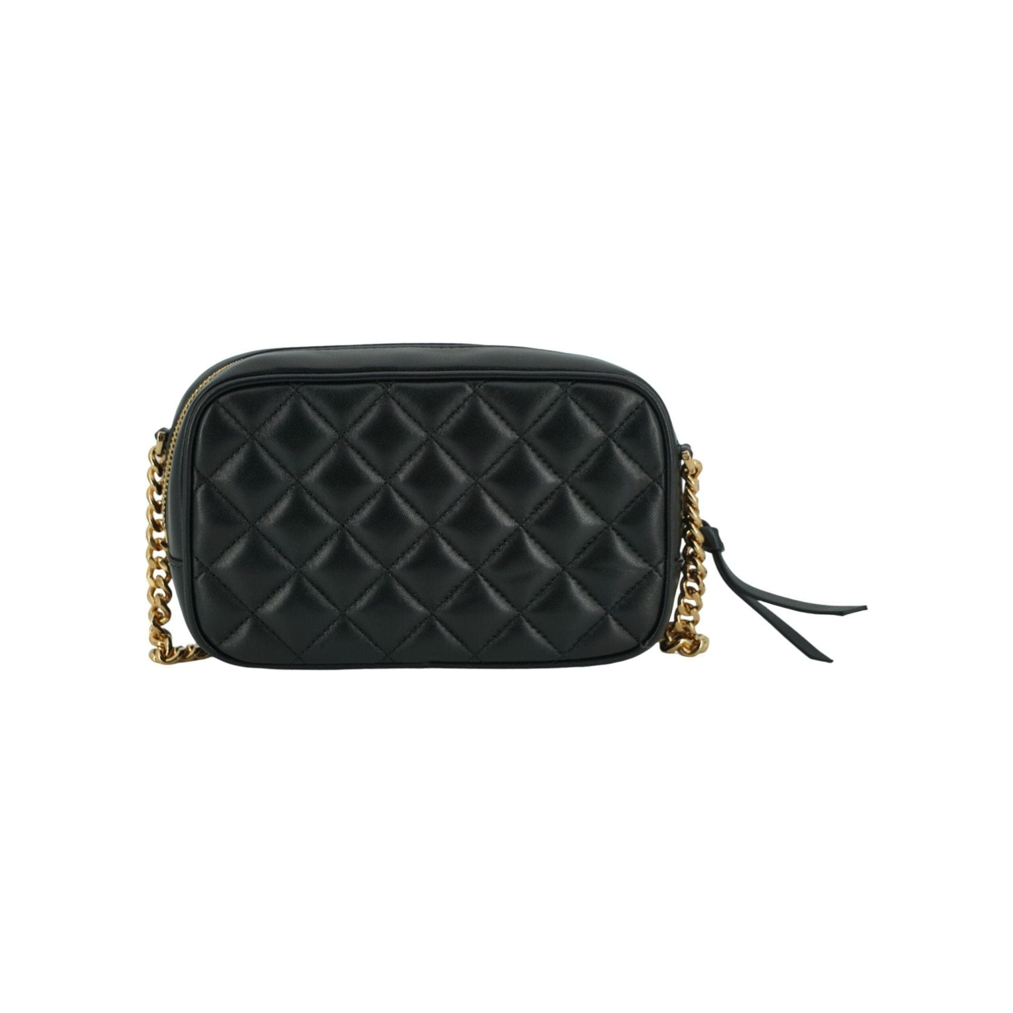 Luxour, Versace Elegant Small Black Leather Crossbody Bag, 