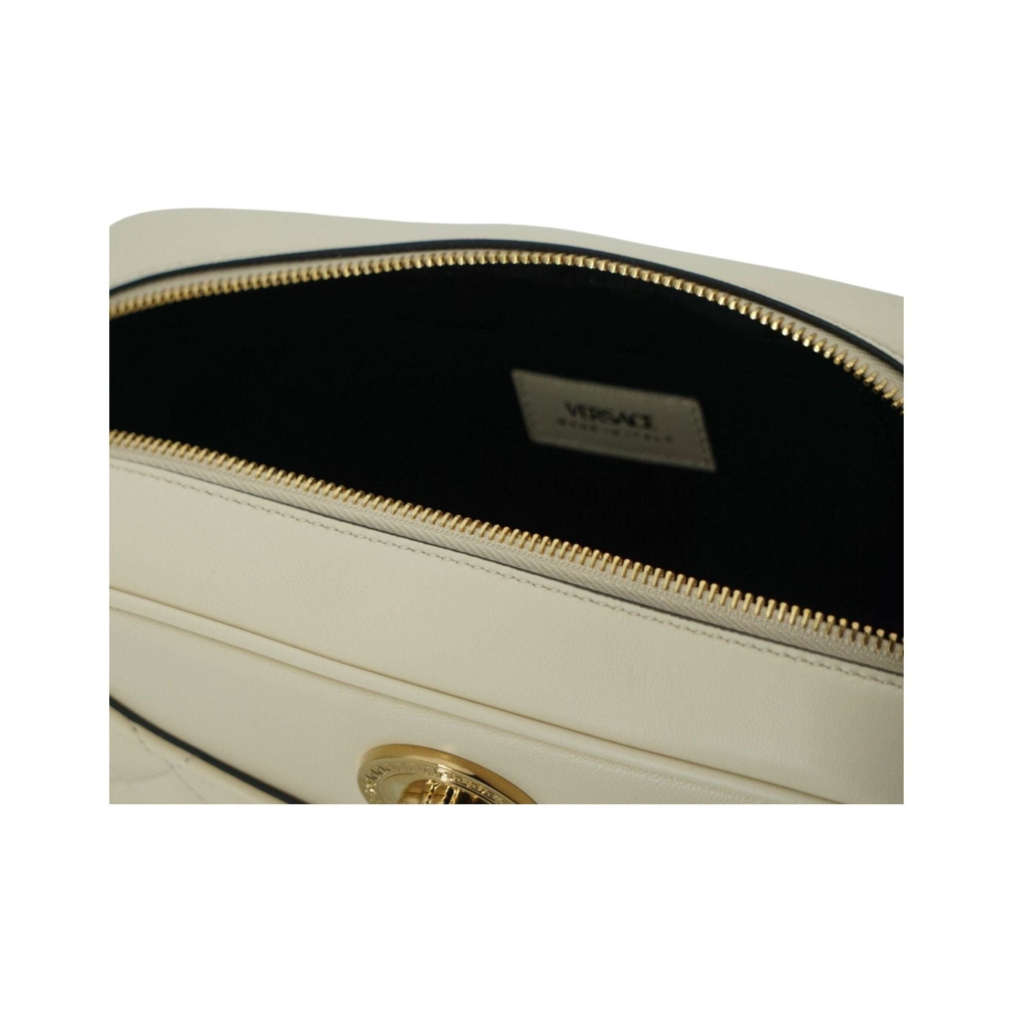 Luxour, Versace Elegant White Leather Camera Shoulder Bag, 
