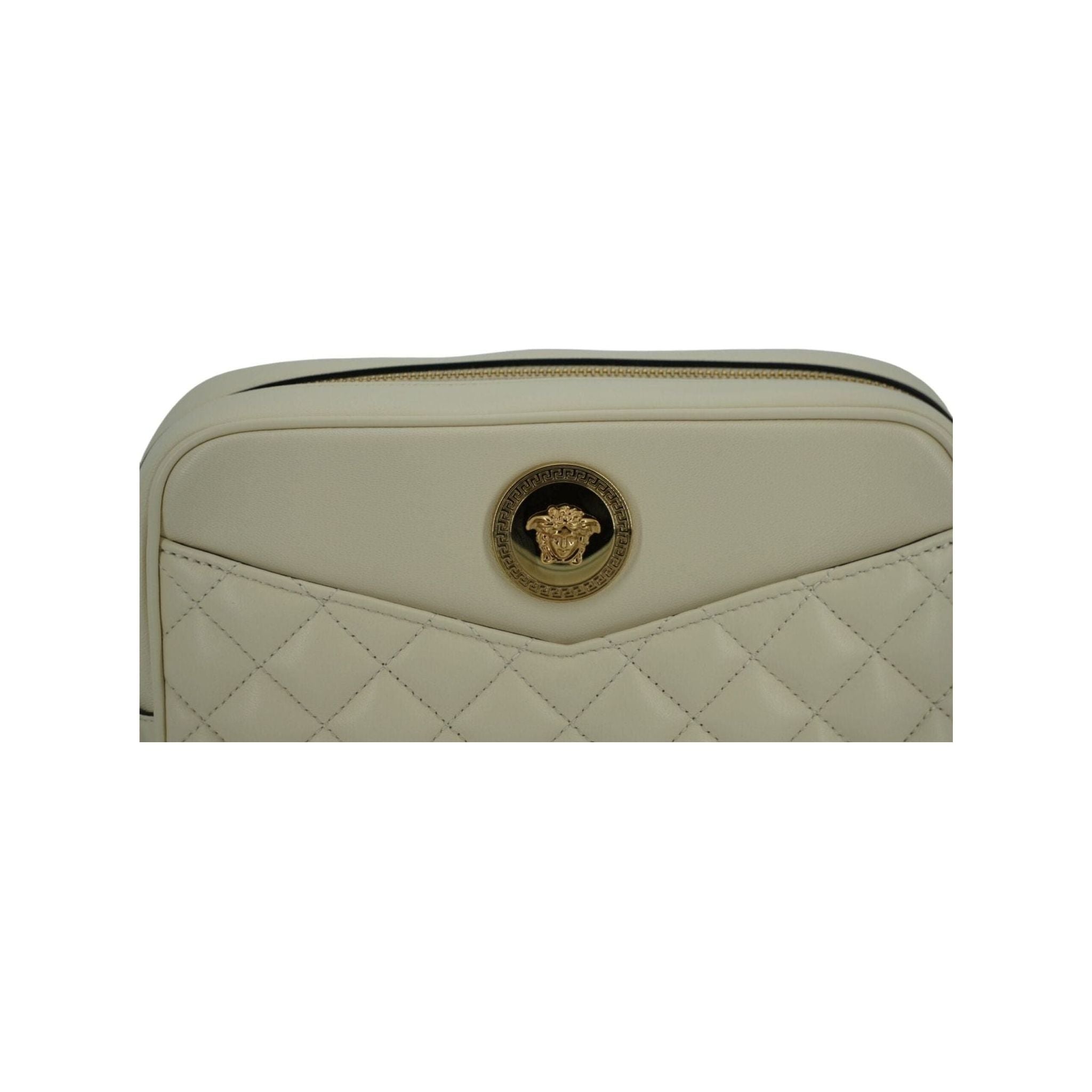 Luxour, Versace Elegant White Leather Camera Shoulder Bag, 