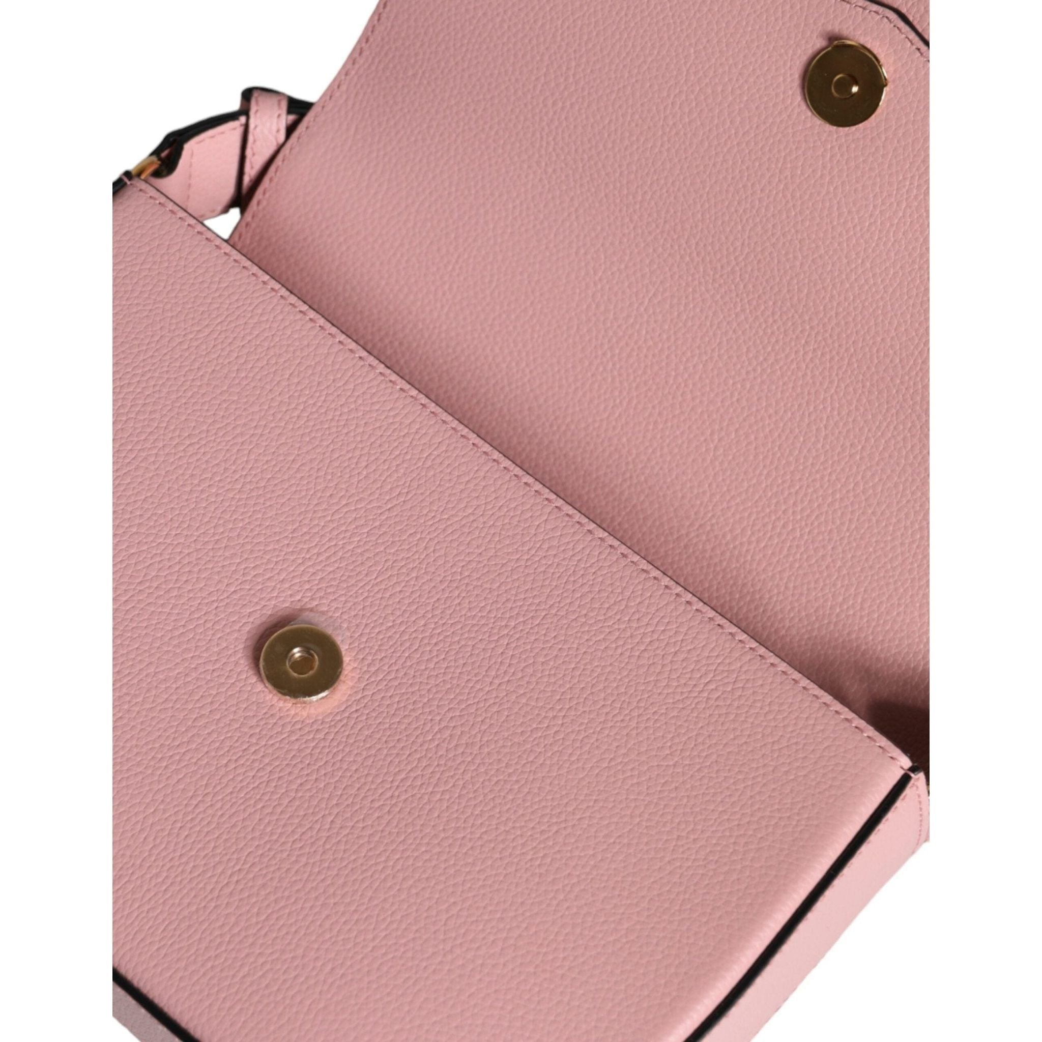 Luxour, Versace Pink Grainy Calf Leather Logo Crossbody Shoulder Bag, 