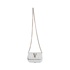 Luxour, Versace White Quilted Nappa Leather Crossbody Shoulder Bag, 