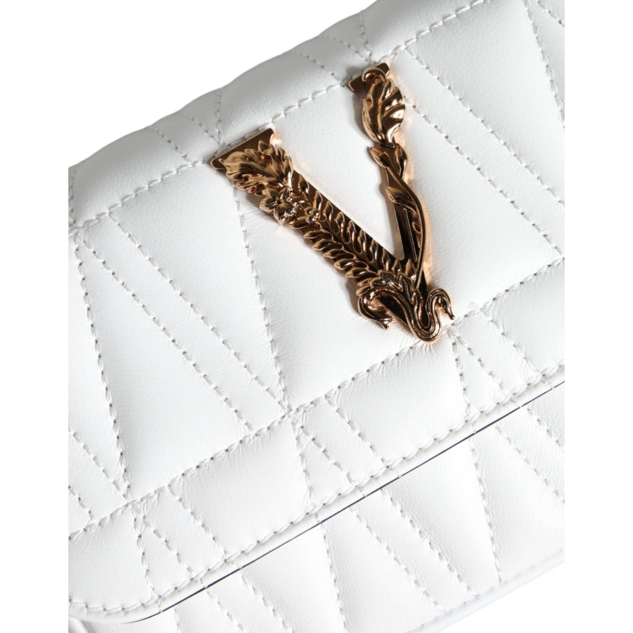 Luxour, Versace White Quilted Nappa Leather Crossbody Shoulder Bag, 