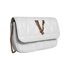 Luxour, Versace White Quilted Nappa Leather Crossbody Shoulder Bag, 
