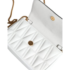 Luxour, Versace White Quilted Nappa Leather Crossbody Shoulder Bag, 