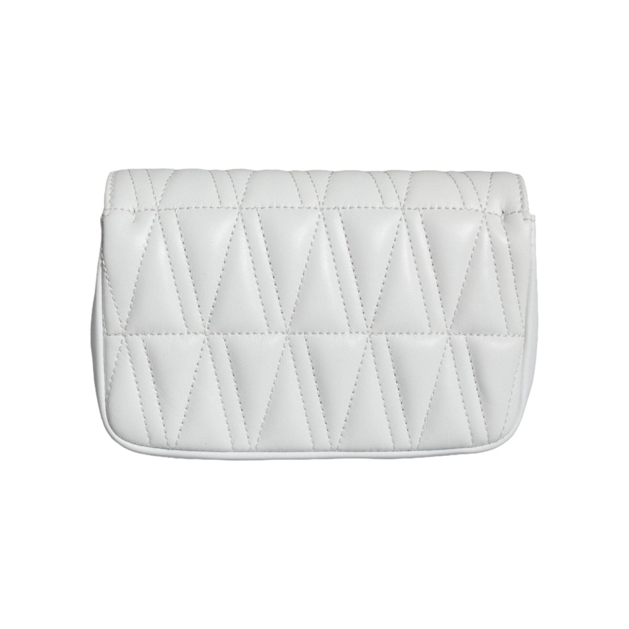 Luxour, Versace White Quilted Nappa Leather Crossbody Shoulder Bag, 